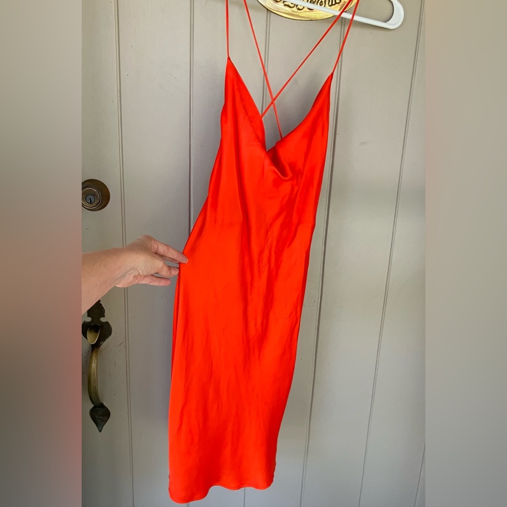 Zara orange satin cowl neck mini dress - Picture 5 of 5